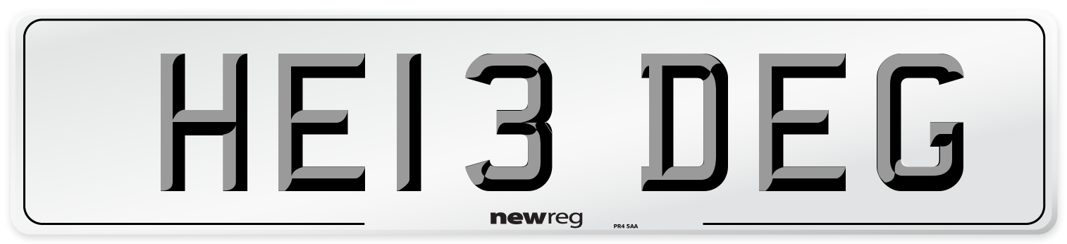 HE13 DEG Number Plate from New Reg